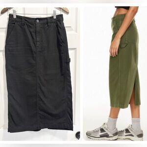 Aritzia TNA Greenwich Skirt High Rise Carpenter Utility Midi Skirt Black Size 2